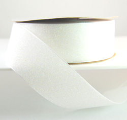 Glitter Satin Frosted Ribbon White