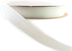 Glitter Satin Frosted Ribbon White